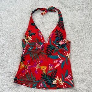 Old navy floral print blood orange tankini top